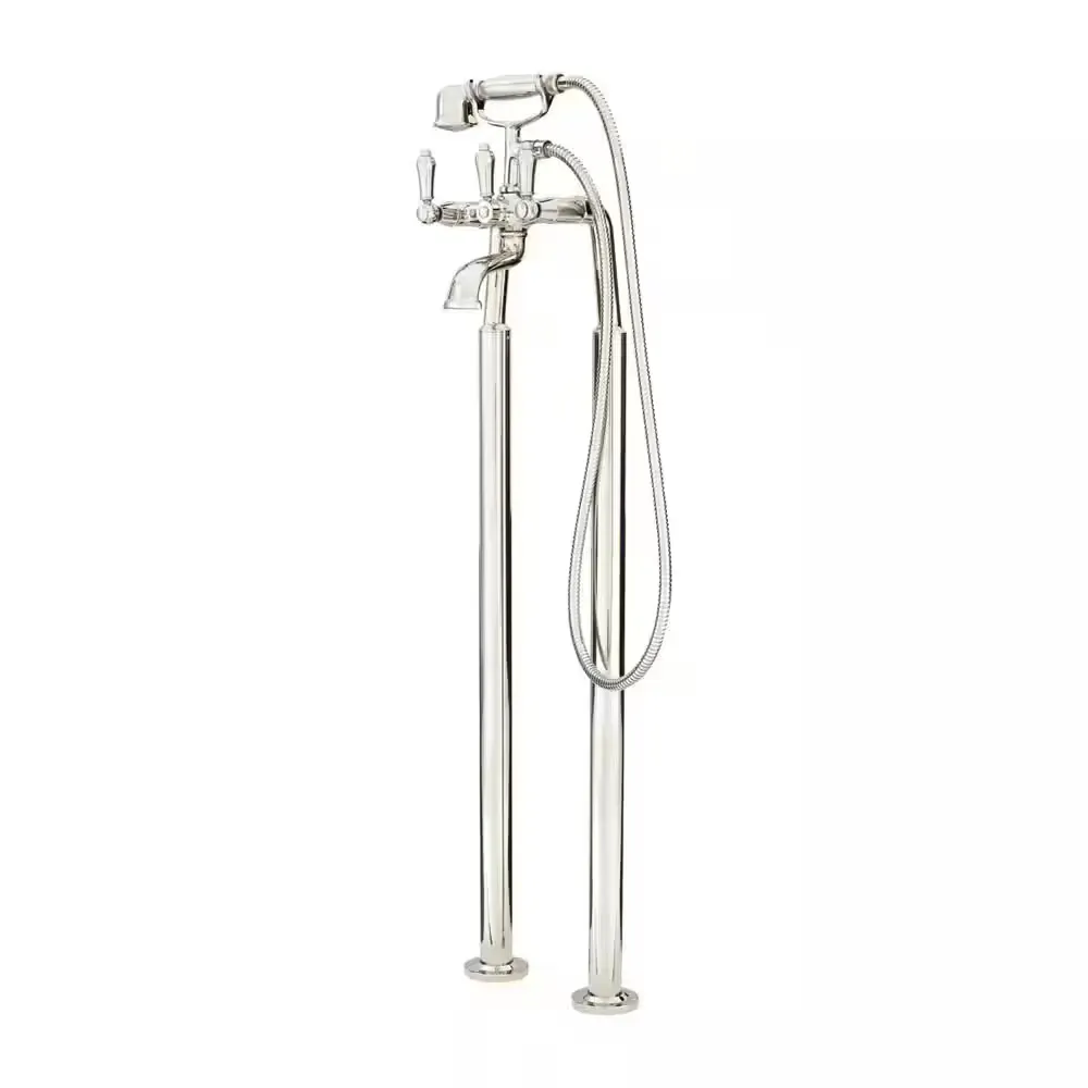 Traditional 3-Handle Freestanding Tub Faucet Trim Kit 36 in. with Hand Shower in. Polished Nickel - image 1