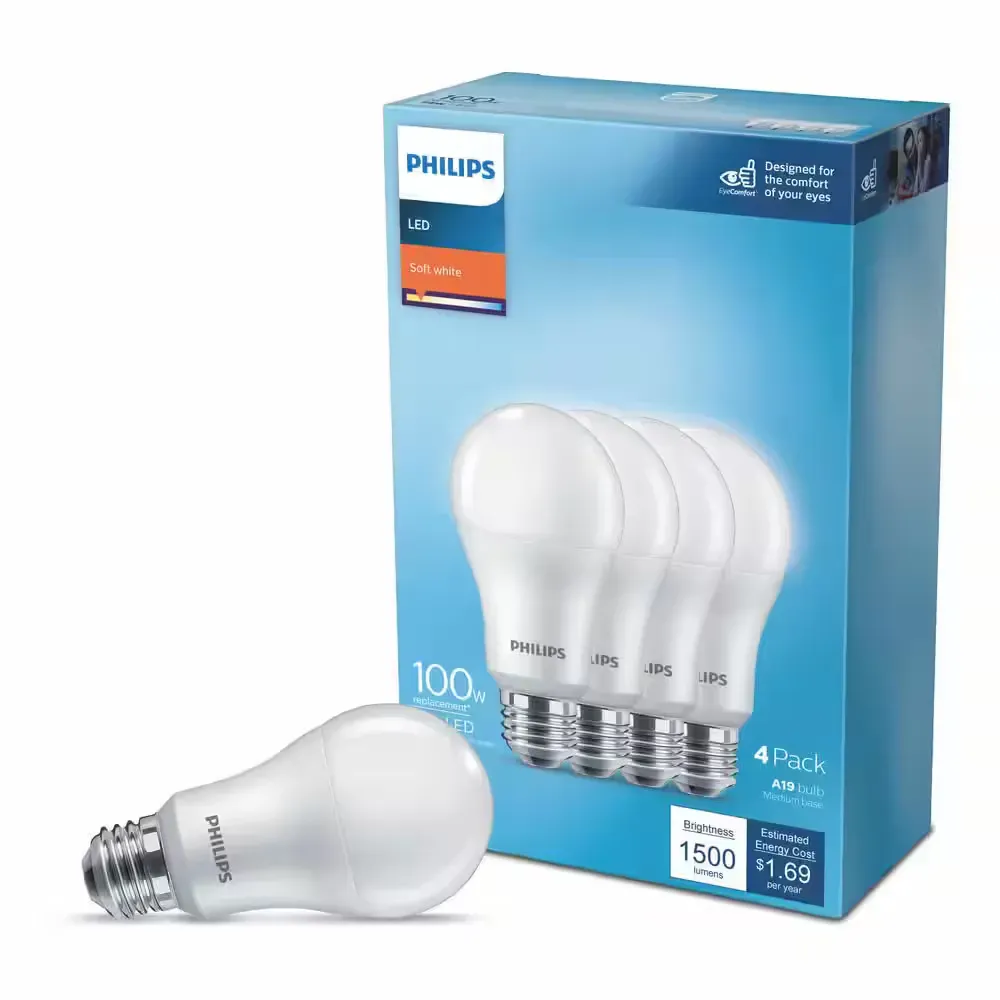 ***pack of 4***100-Watt Equivalent A19 Ultra Efficient Frosted LED Light Bulb 2700K 2-Pack - image 1