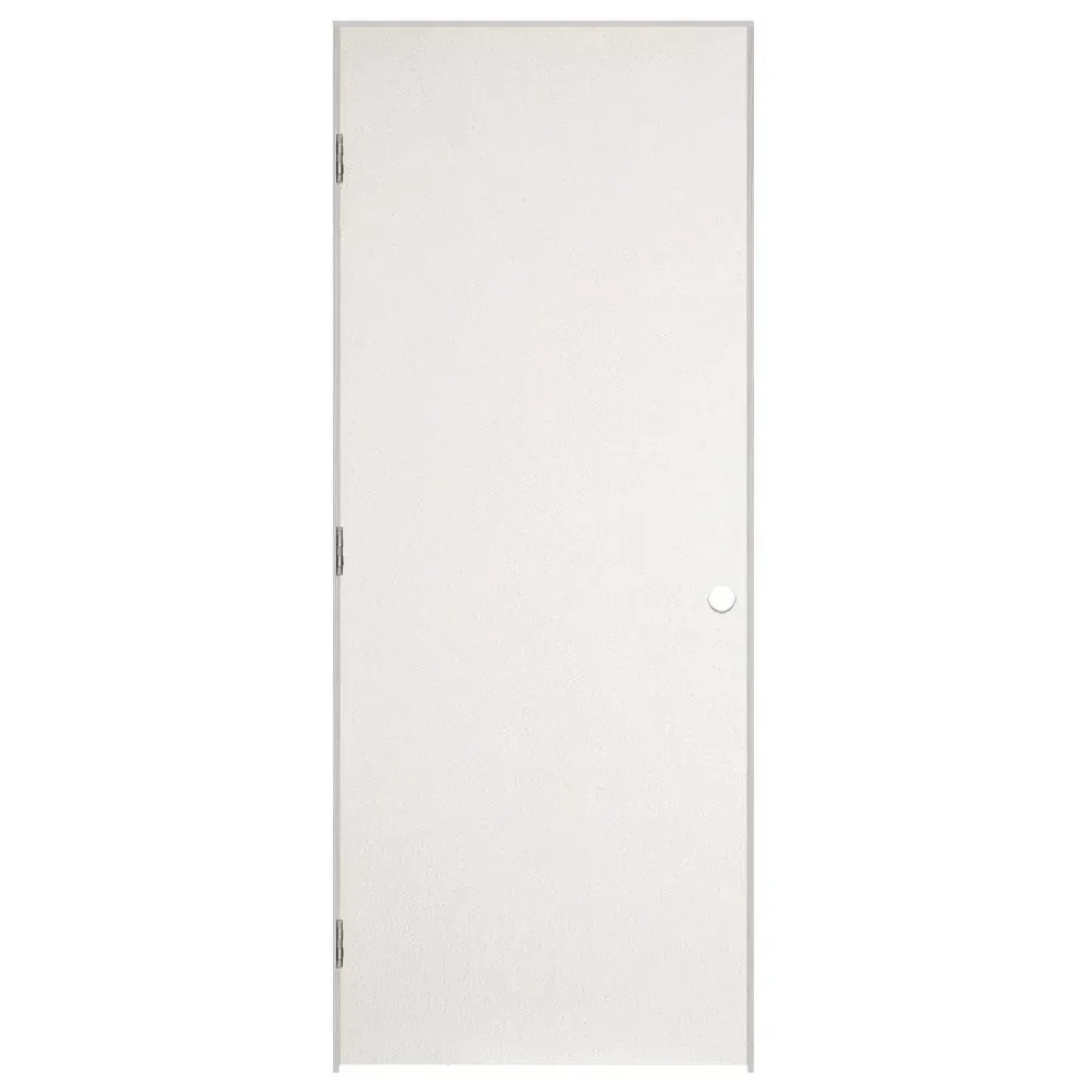 **frame is broken in yye door handle part has a little crack **36 in. x 80 in. No Panel Right-Handed Primed Composite Hollow Core Single Prehung Interior Door 4-9/16 in. Flat Jamb - image 1