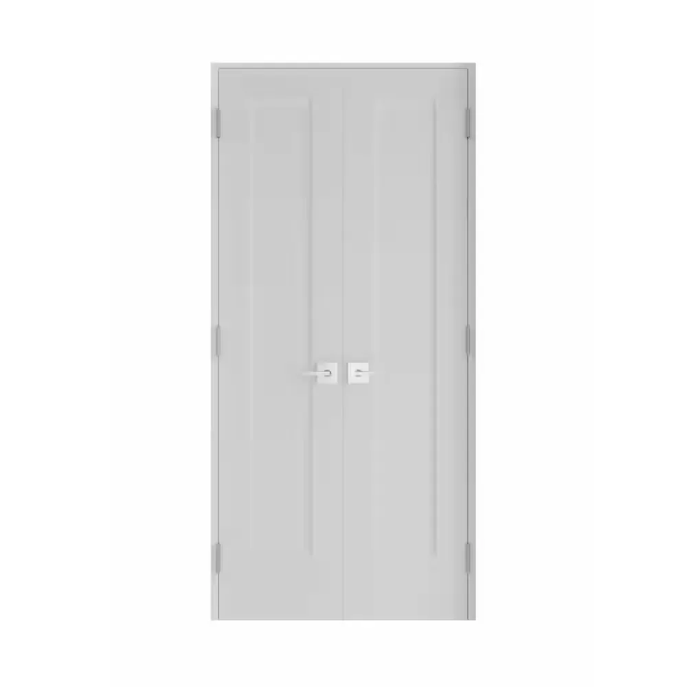 48 in. x 80 in. Solid Core Primed Composite Double Prehung French Door with Catch ball and Oil Rubbed Bronze Hinges - image 1