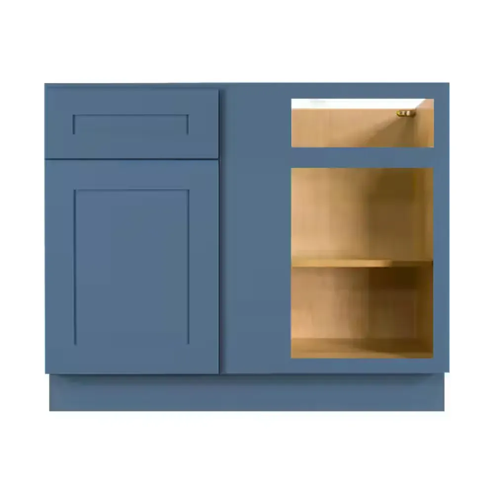 Lancaster Blue Plywood Shaker Stock Assembled Blind Corner Kitchen Cabinet (42 in. W x 34.5 in. H x 24 in. D) - image 1