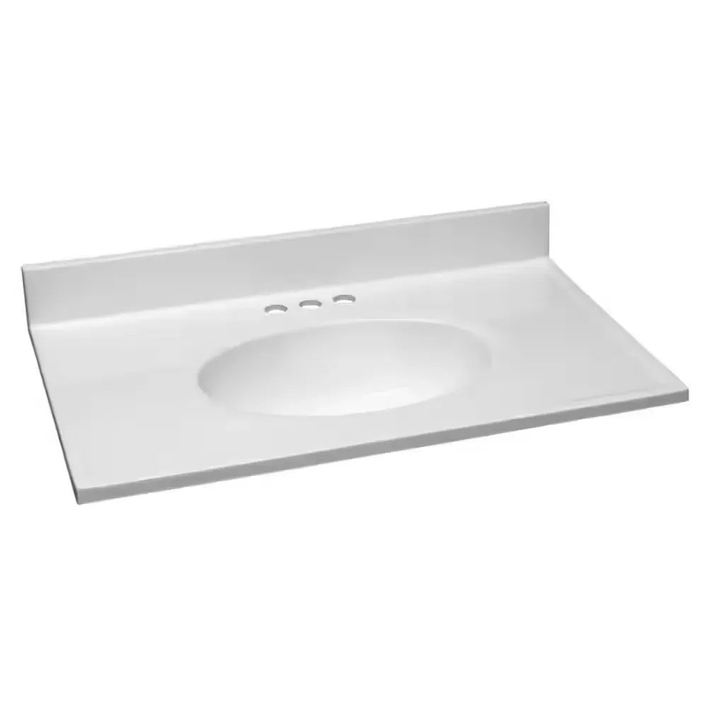 31 in. W x 19 in. D Cultured Marble Vanity Top in Solid White with Solid White Basin with 4 in. Faucet Spread - image 1