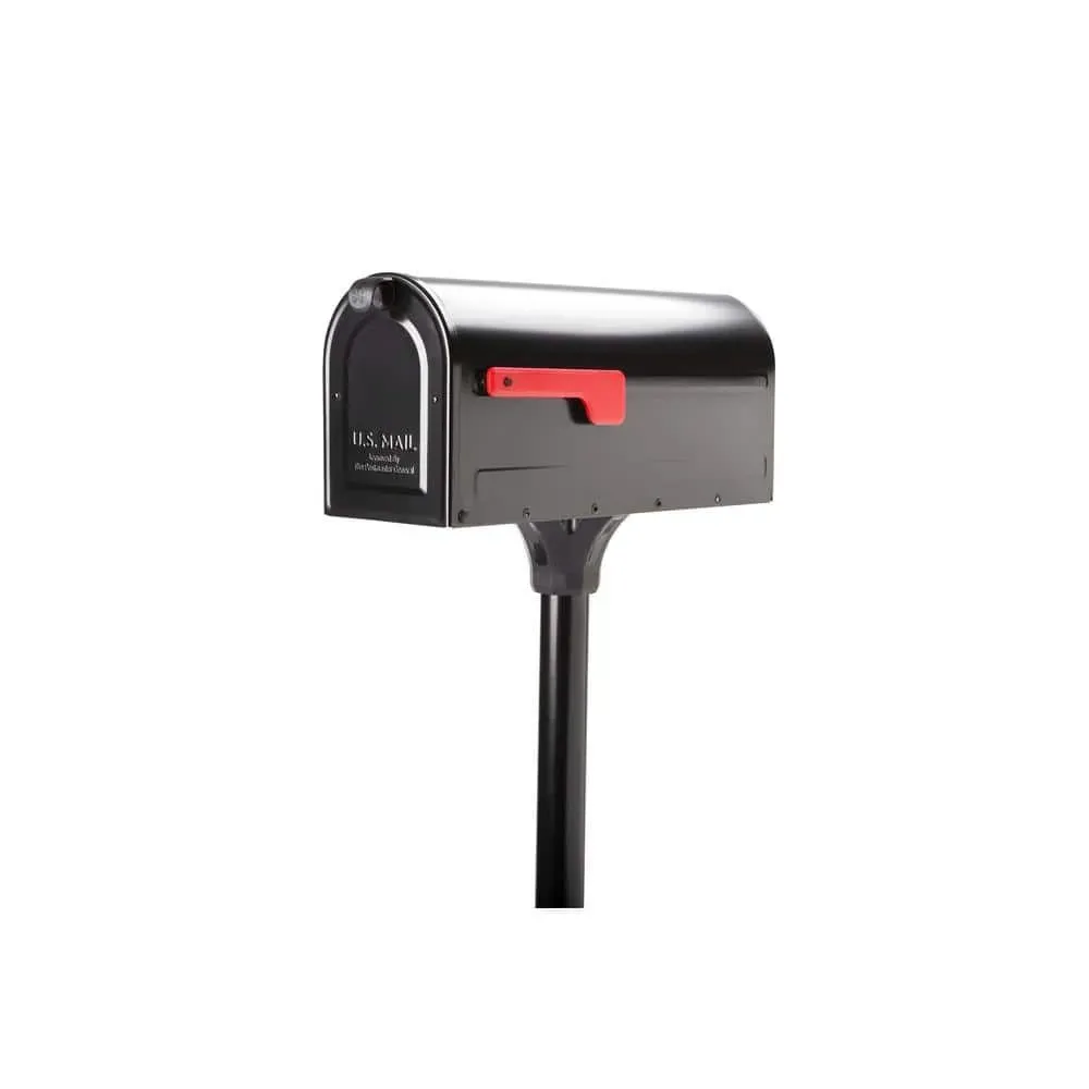 Architectural Mailboxes MB1 Black, Medium, Steel, Post Mount Mailbox and 2 in. In-Ground Post Kit - image 1