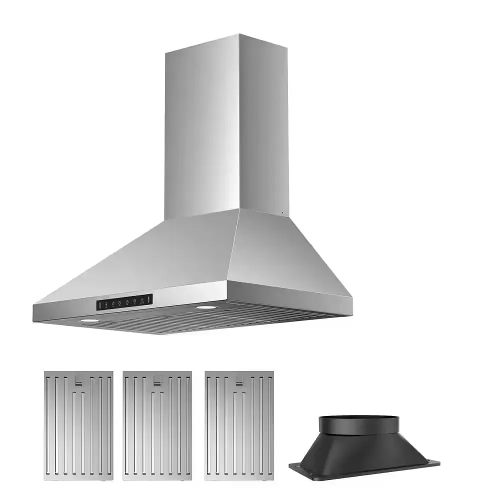 36in. 900CFM Ductless Convertible Wall Mount Range Hood in Stainless Steel 3-Speed with Filter and Gesture/Touch Control - image 1