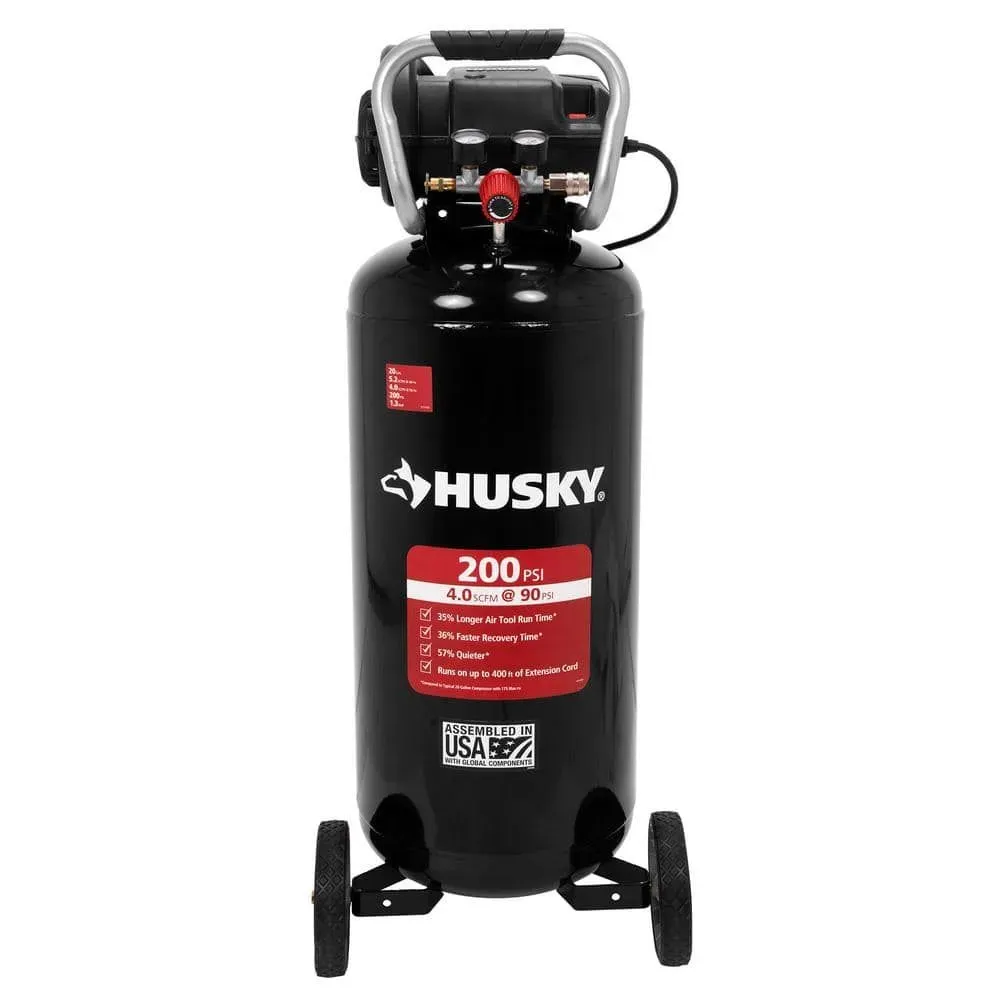 Husky 20 Gal. 200 PSI Oil Free Portable Vertical Electric Air Compressor - image 1