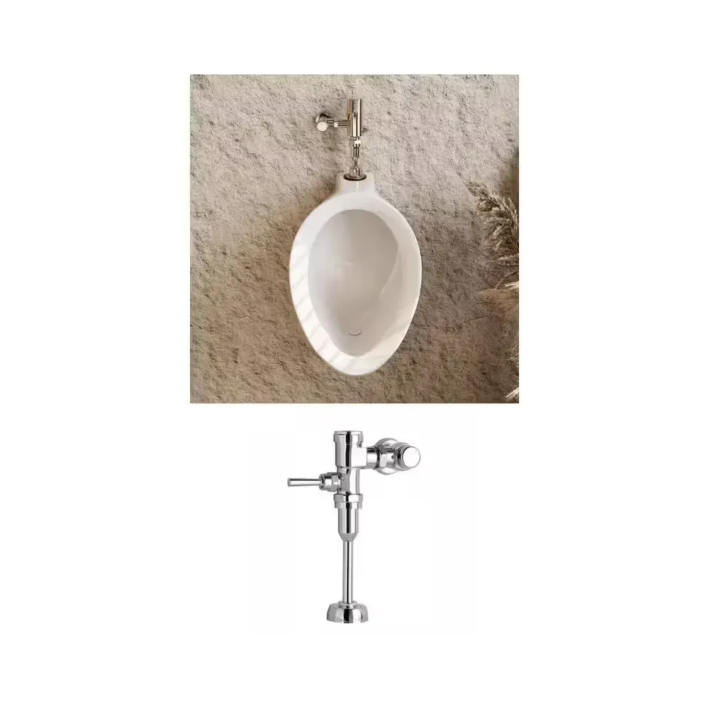 0.125 GPF White Urinal with Top Spud and Chrome Flush Valve - image 1
