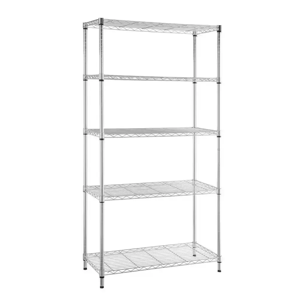 5-Tier Commercial Grade Heavy Duty Steel Wire Shelving Unit in Chrome (48 in. W x 72 in. H x 18 in. D) - image 1