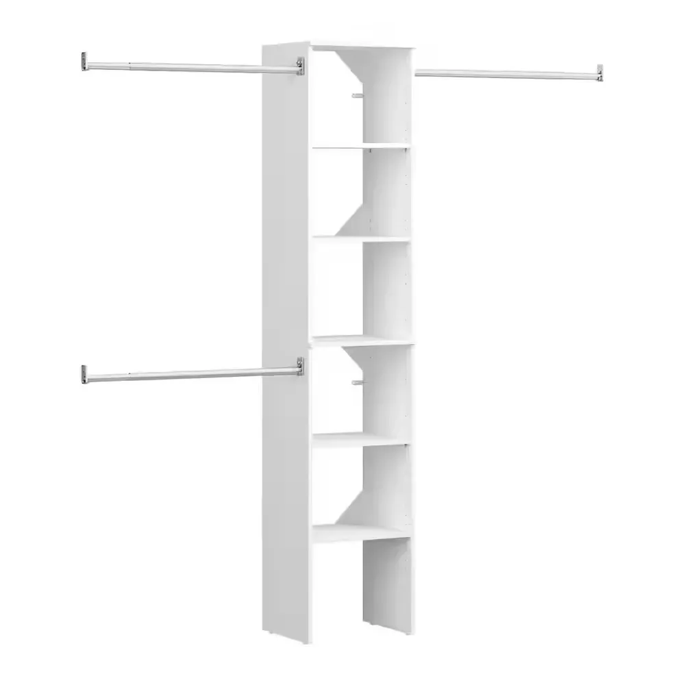 Style+ 72 in. W - 113 in. W White Narrow Wood Closet System - image 1