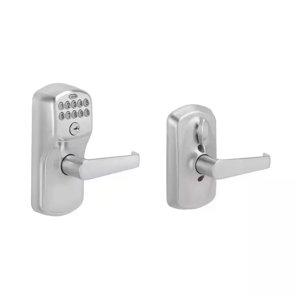 Plymouth Satin Chrome Electronic Keypad Door Lock with Elan Handle and Flex Lock - image 1