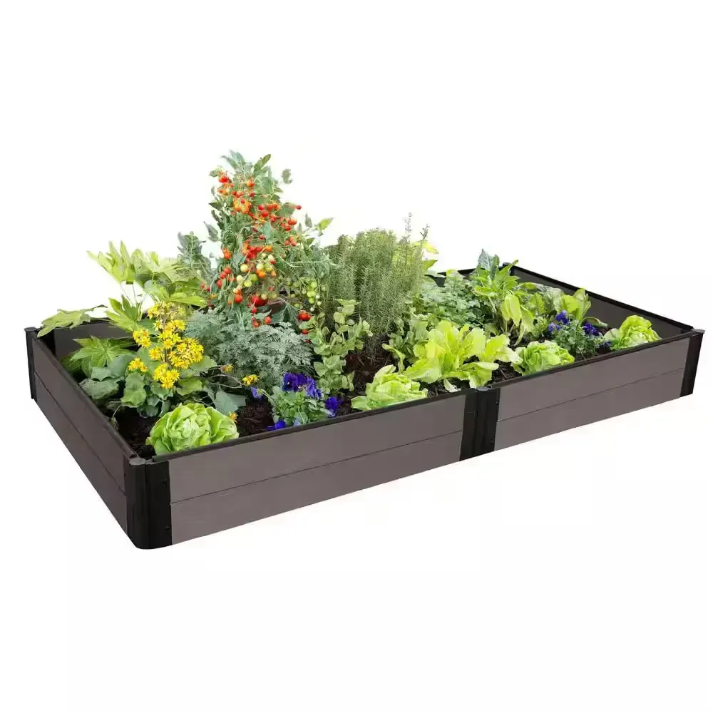 One Inch Series 4 ft. x 8 ft. x 11 in. Weathered Wood Composite Raised Garden Bed - image 1