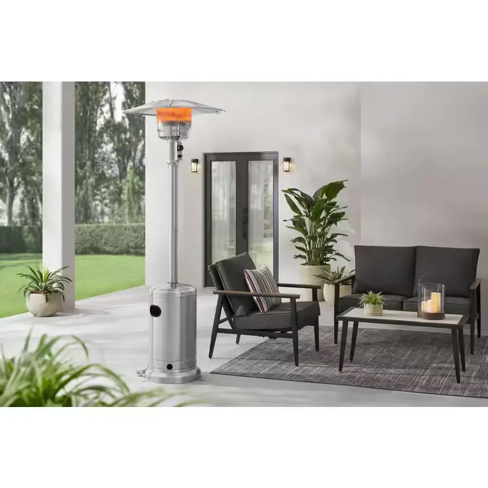 48000 BTU Stainless Steel Propane Standing Patio Heater with Wheels - image 1