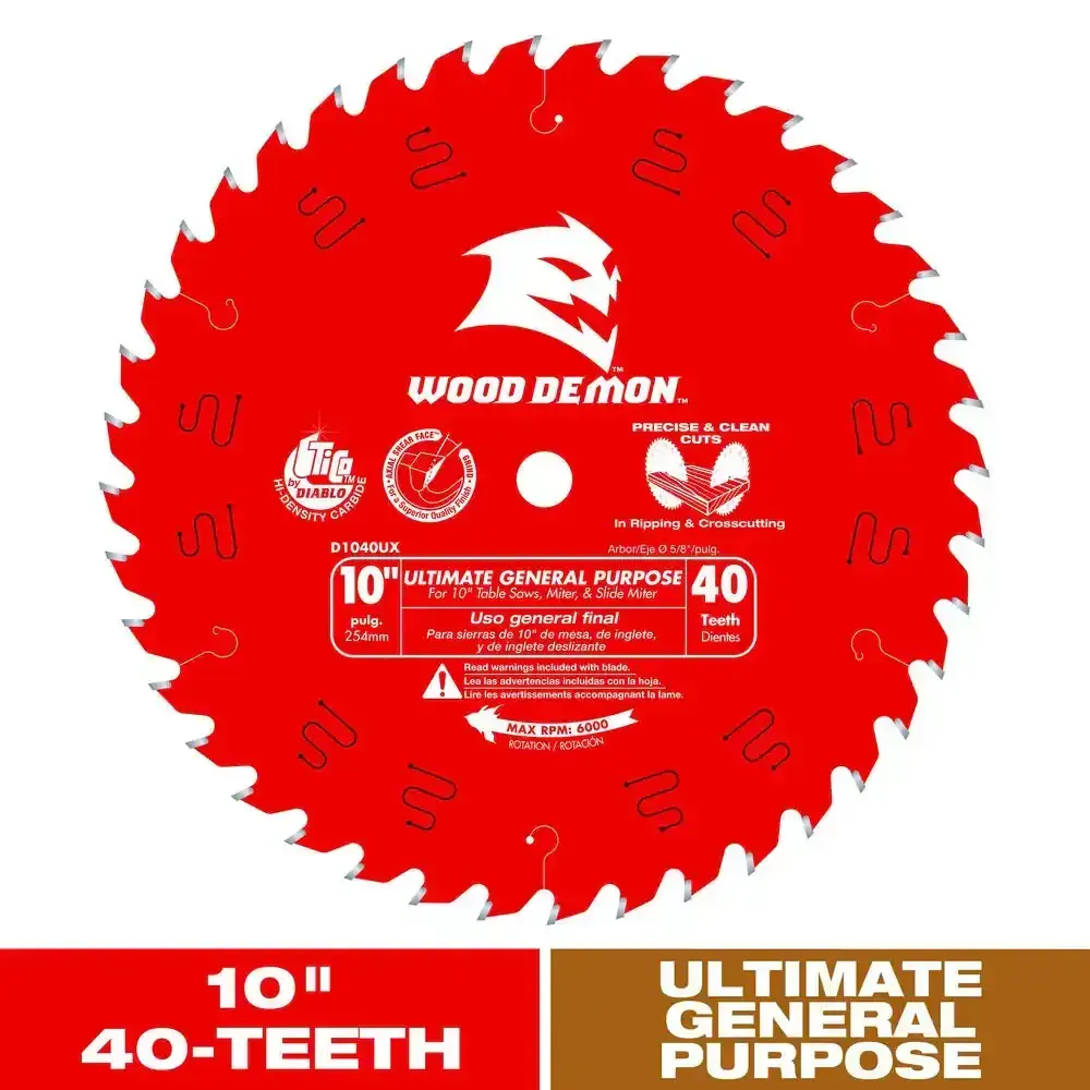 10in. x 40-Tooth Wood Demon Ultimate General Purpose Circular Saw Blade - image 1