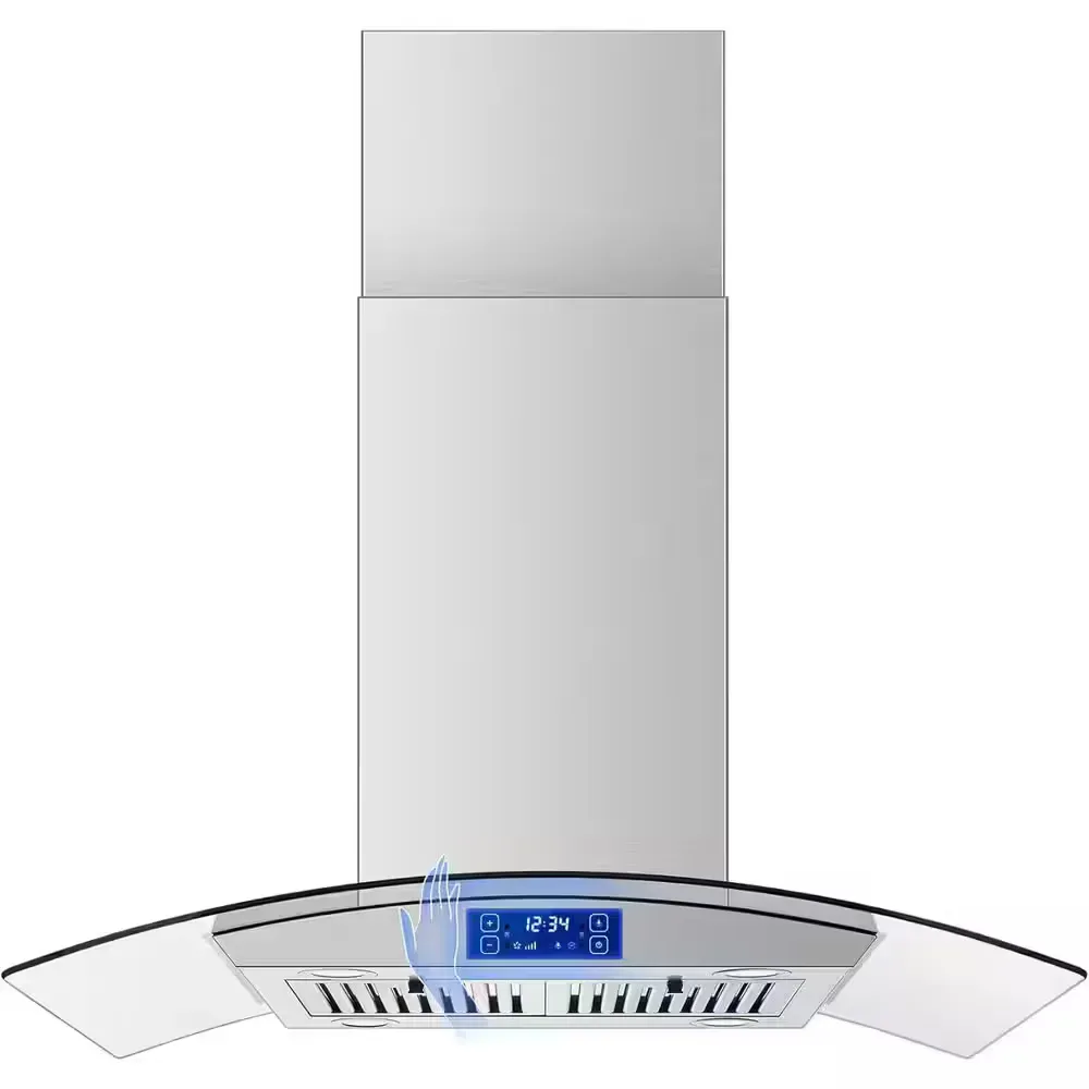 Island Range Hood 36 inch 700 CFM Ceiling Mount Kitchen Stove Hood Ducted with Tempered Glass 4 LED Lights Touch Control - image 1