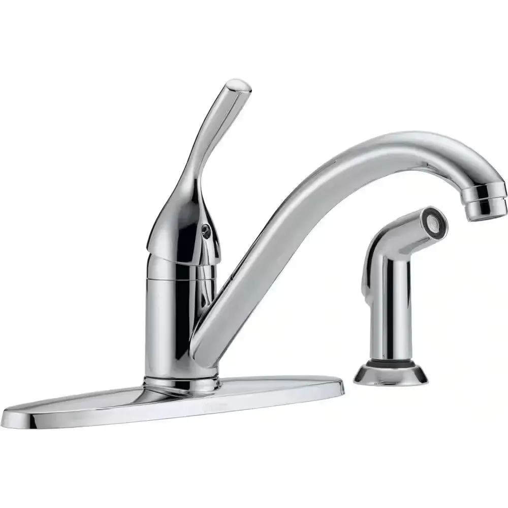 Classic Single-Handle Standard Kitchen Faucet with Side Sprayer in Chrome - image 1