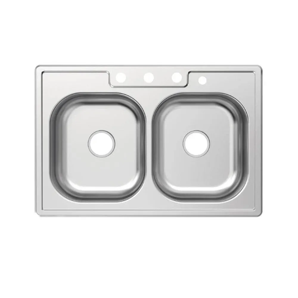 Glacier Bay 33 in. Drop-In 50/50 Double Bowl 20 Gauge Stainless Steel Kitchen Sink - image 1