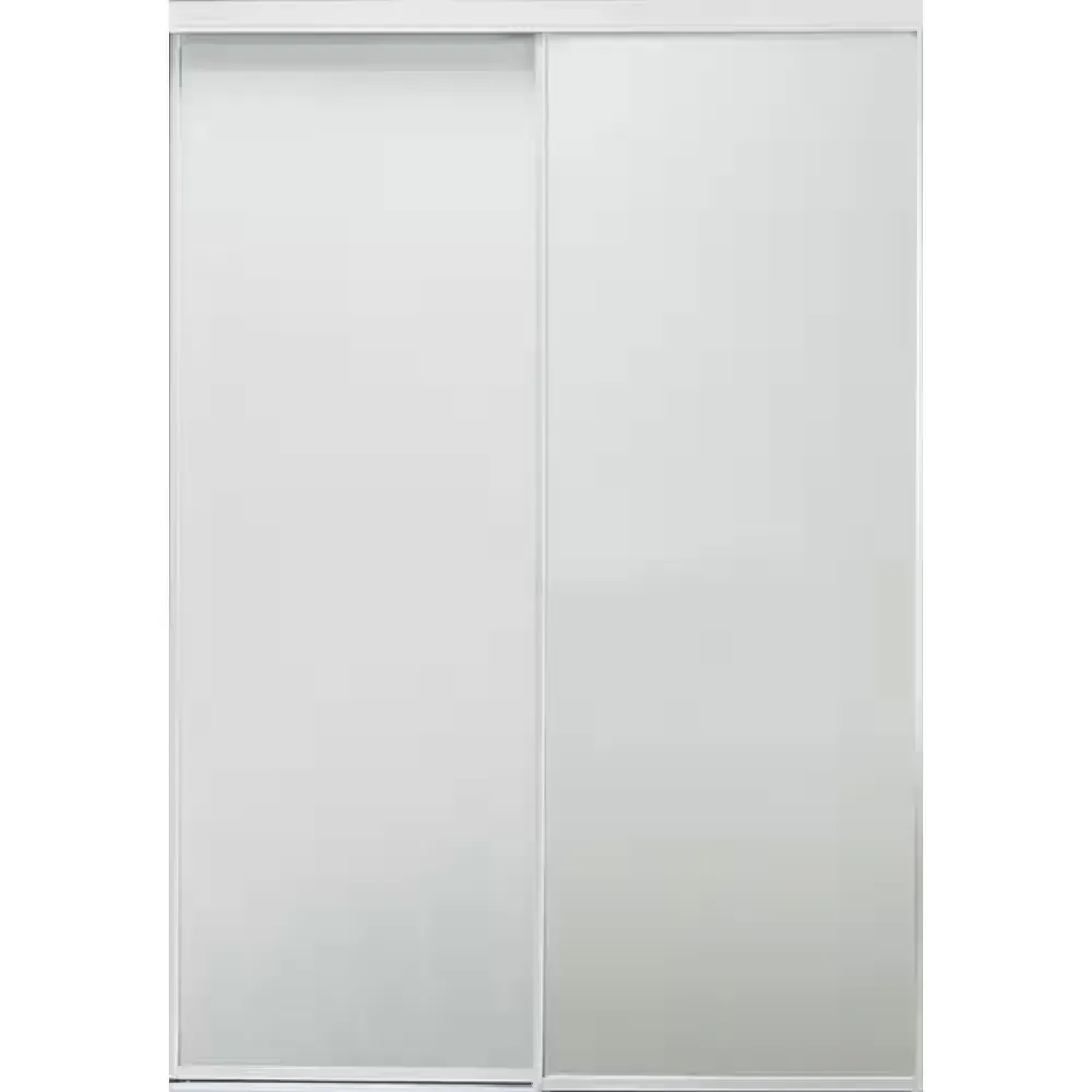 47 in. x 80 1/2 in. Aspen White Gloss Painted Steel Frame Prefinished White Hardboard Interior Sliding Closet Door - image 1