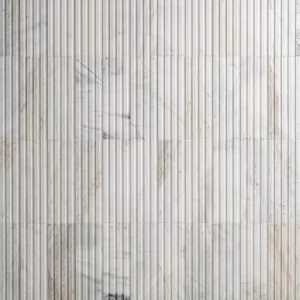 *** 9 cases  (44.55 sq. ft./Case) *** ( Arabescato Venato Fluted Honed Marble Wall Tile 4 in. x 12 in. (4.95 sq. ft./Case) - image 1