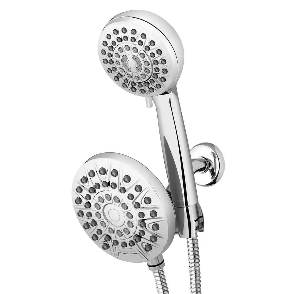 Waterpik 8-Spray Patterns with 1.8 GPM 6.25 in. Wall Mount Dual Shower Head and Handheld Shower Head in Chrome - image 1