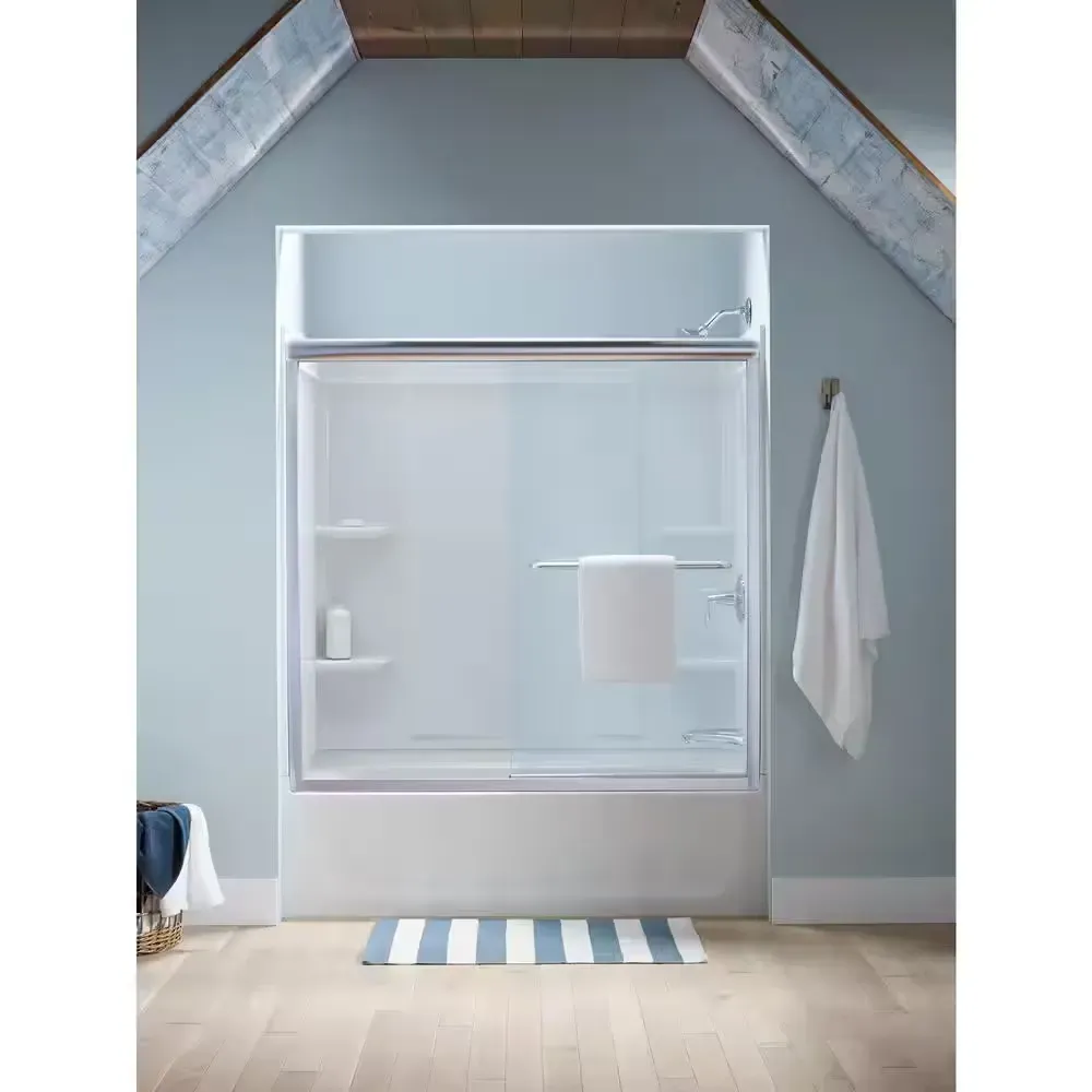 Ensemble Alcove 60 in. x 30 in. x 55 in. Fixed 3-Piece Direct-to-Stud Tub Surround in White - image 1