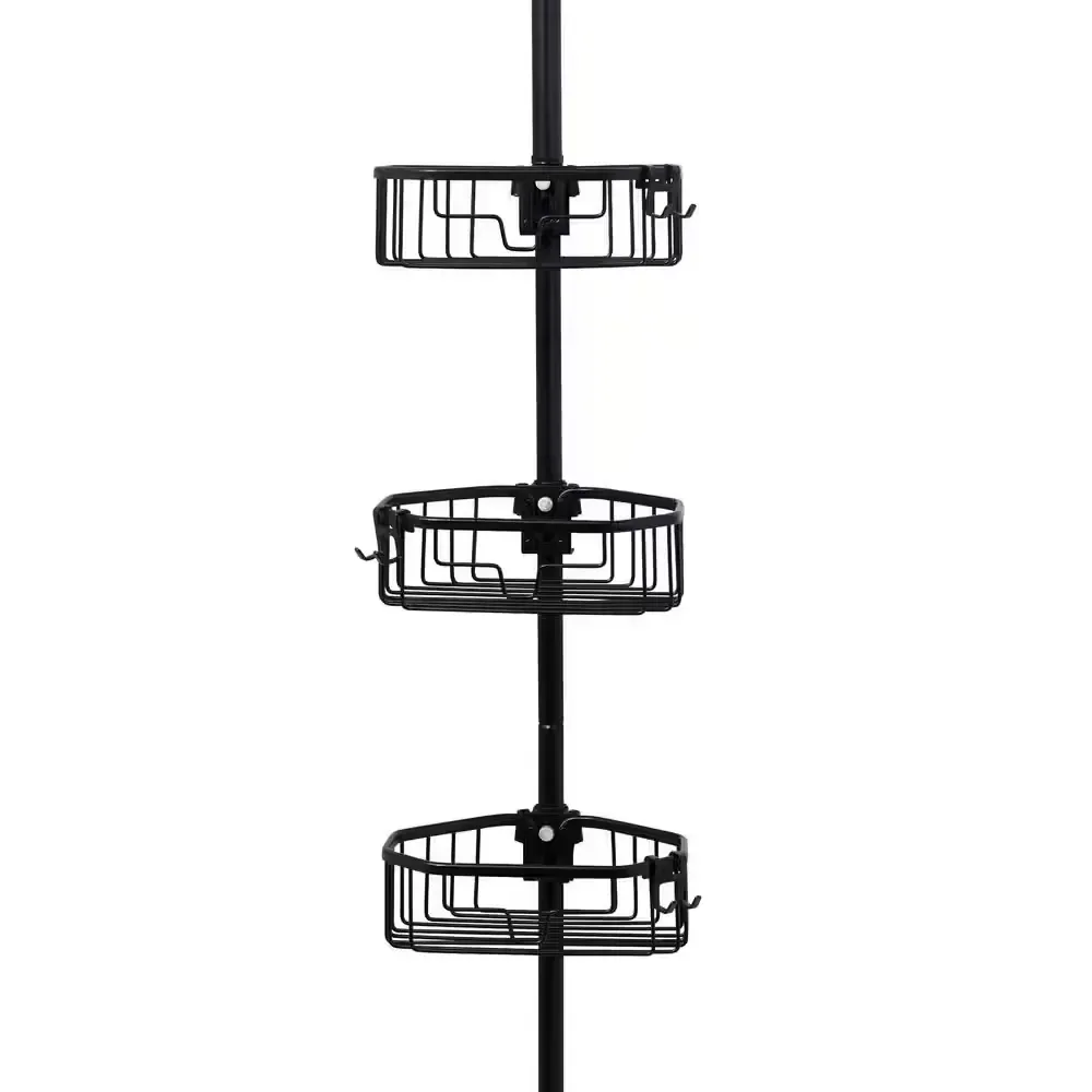 NeverRust Aluminum Tension Pole Corner Shower Caddy in Matte Black - image 1