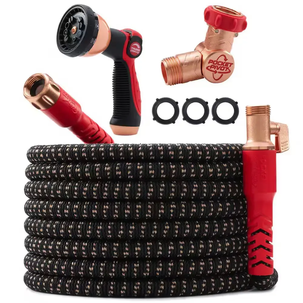 Copper Head 3/4 in x 100 ft. w/New Pocket Pivot Expandable Garden Hose, Swivels 360°, 3X Stronger, Lead-Free, No-Kink - image 1