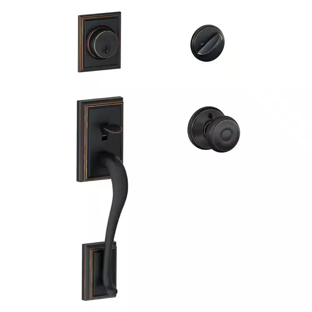 Addison Aged Bronze Single Cylinder Door Handleset with Georgian Knob - image 1