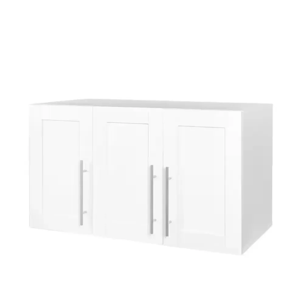 Modern White 2-Tier 3 Doors Stackable Wall Mounted Storage Cabinet Adjustable Shelves (15.75 "D x 35.43" W x 19.69 "H) - image 1