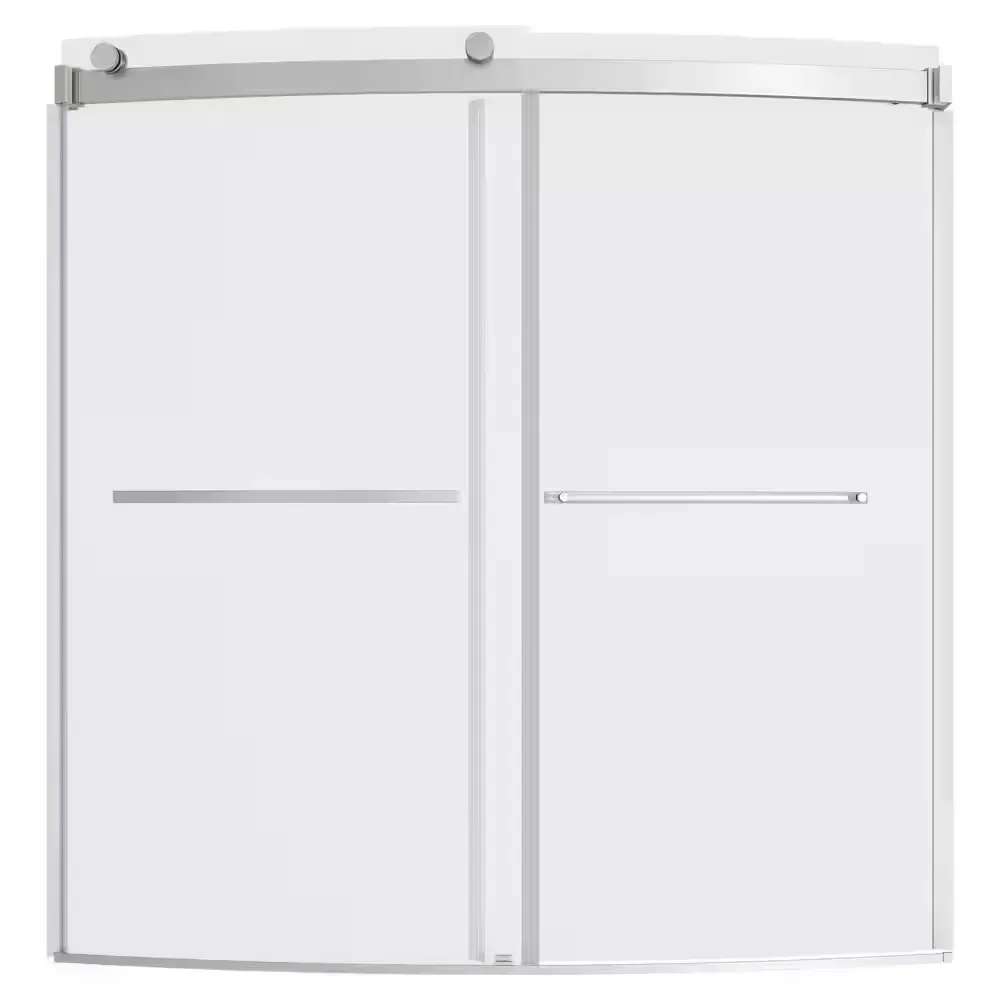 Ovation Curve 60 in. W x 60 in. H Sliding Frameless Tub Door in Brushed Nickel with Clear Glass - image 1