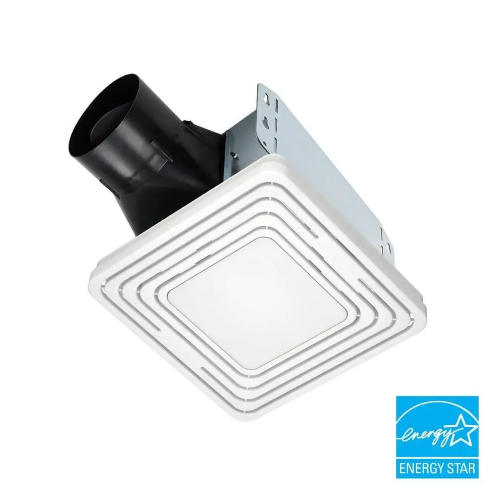 Broan-NuTone Roomside Series, White, 50 CFM, No Cut- Roomside Installation Bathroom Fan with Light, ENERGY STAR, Bathroom Exhaust Fan - image 1