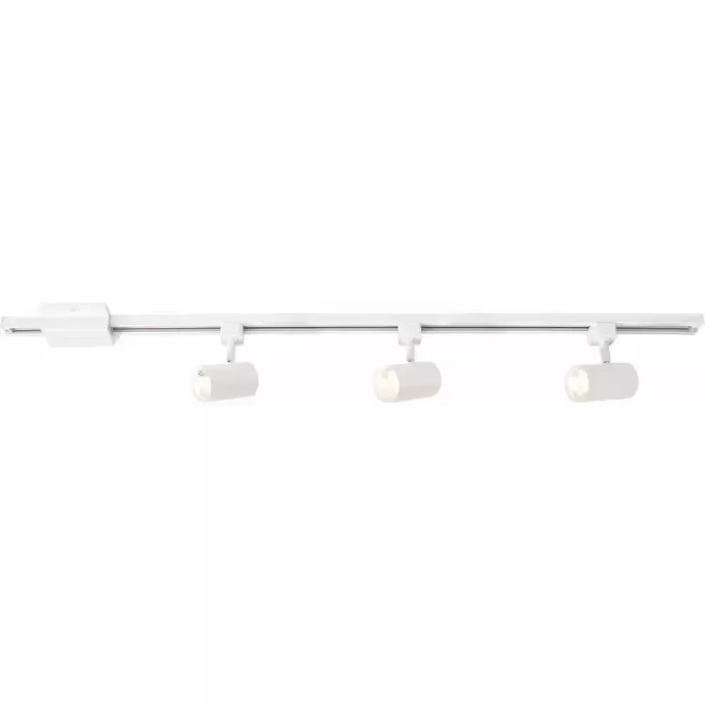 4 ft. White Integrated LED Linear Track Lighting Kit with Mini-Cylinder Step Heads 3-Light - image 1