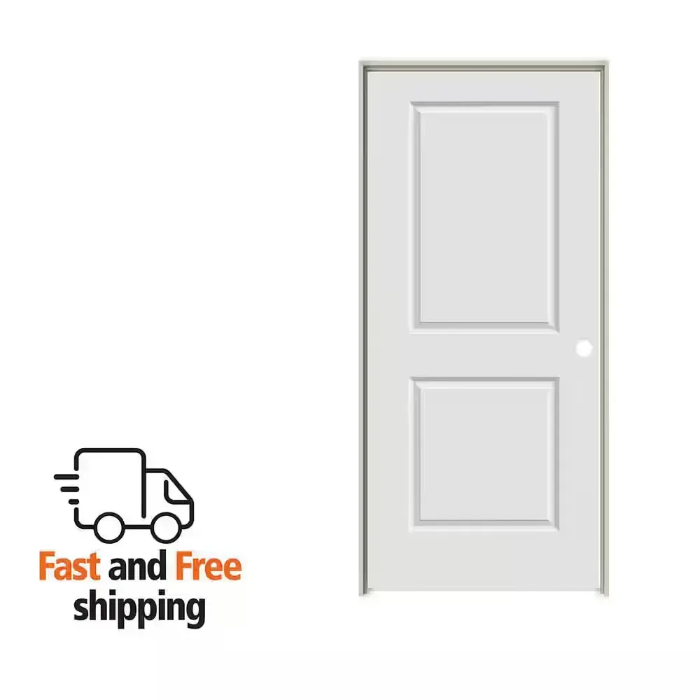 18 in. x 80 in. Smooth Carrara Left-Hand Solid Core Primed Molded Composite Single Prehung Interior Door - image 1