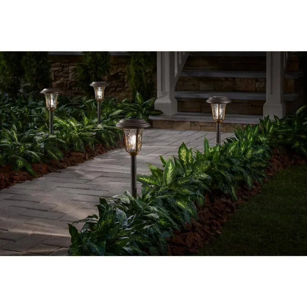 Home Decorators Collection Perry 20-40 Lumen Bronze 2-Tone Finish LED Outdoor Solar Path Light with Glass Lens, Dual White and High-Low (4-Pack) - image 1