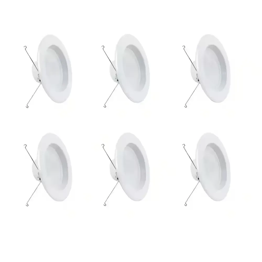 5/6 in. 925 Lumens Selectable 5CCT Dimmable Integrated LED Retrofit Recessed Light Baffle Trim, White 6-Pack - image 1