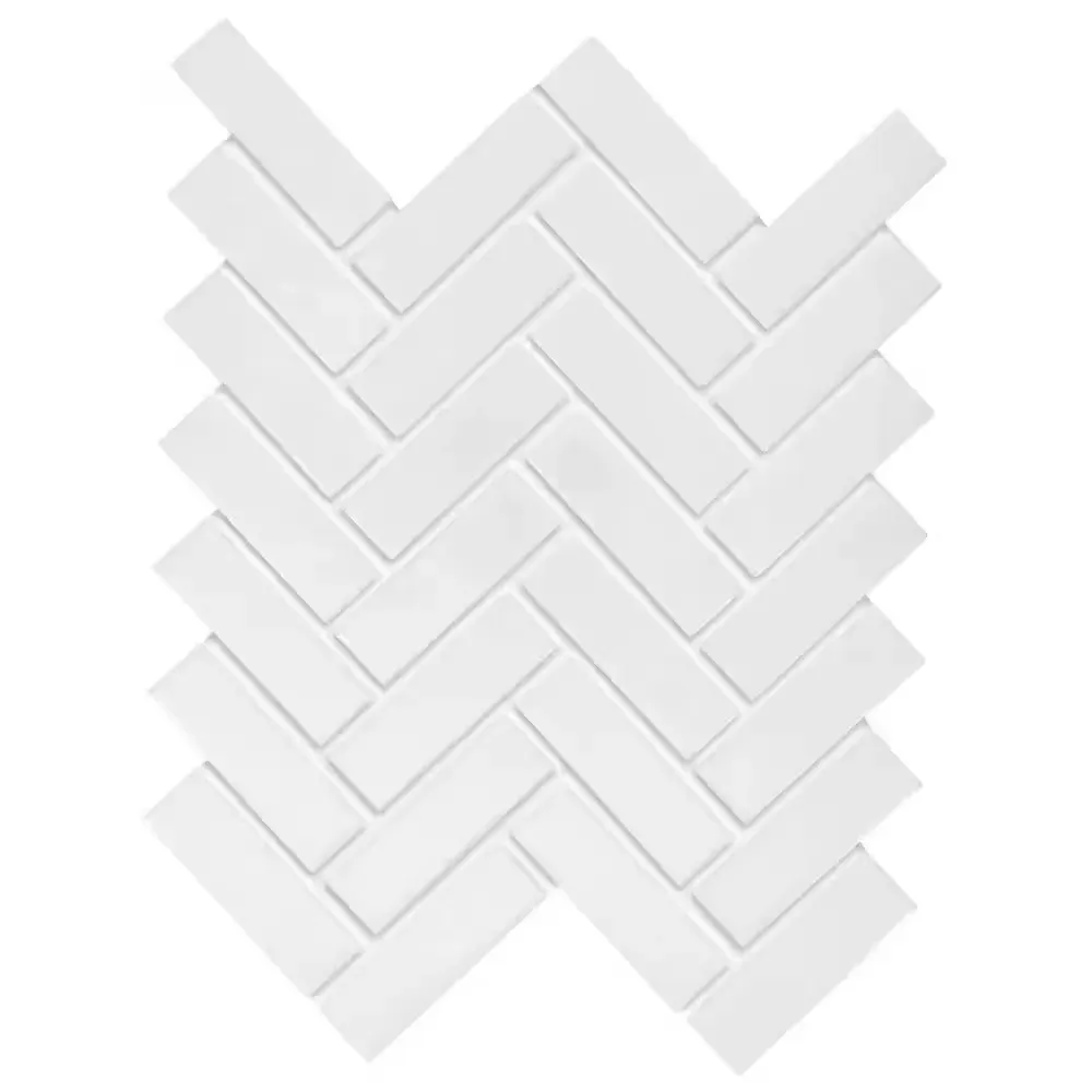 Restore Bright White Glossy 9 in. x 12 in. Glazed Ceramic Herringbone Mosaic Tile (6 sq. ft./Case) - image 1