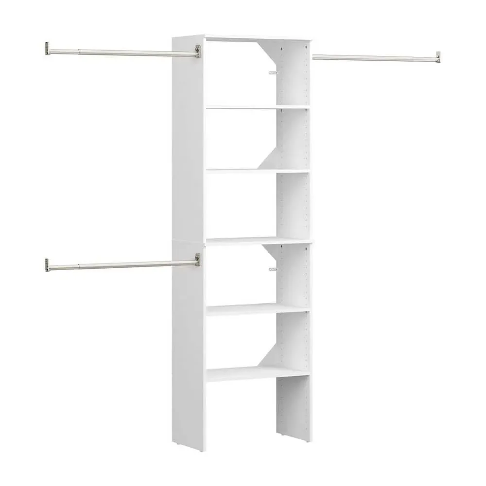 Style+ 84 in. W - 120 in. W White Tower Wall Mount 6-Shelf Wood Closet System (ClosetMaid Style+ 84 in. W - 120 in. W White Tower Wall Mount 6-Shelf Wood Closet System) - image 1