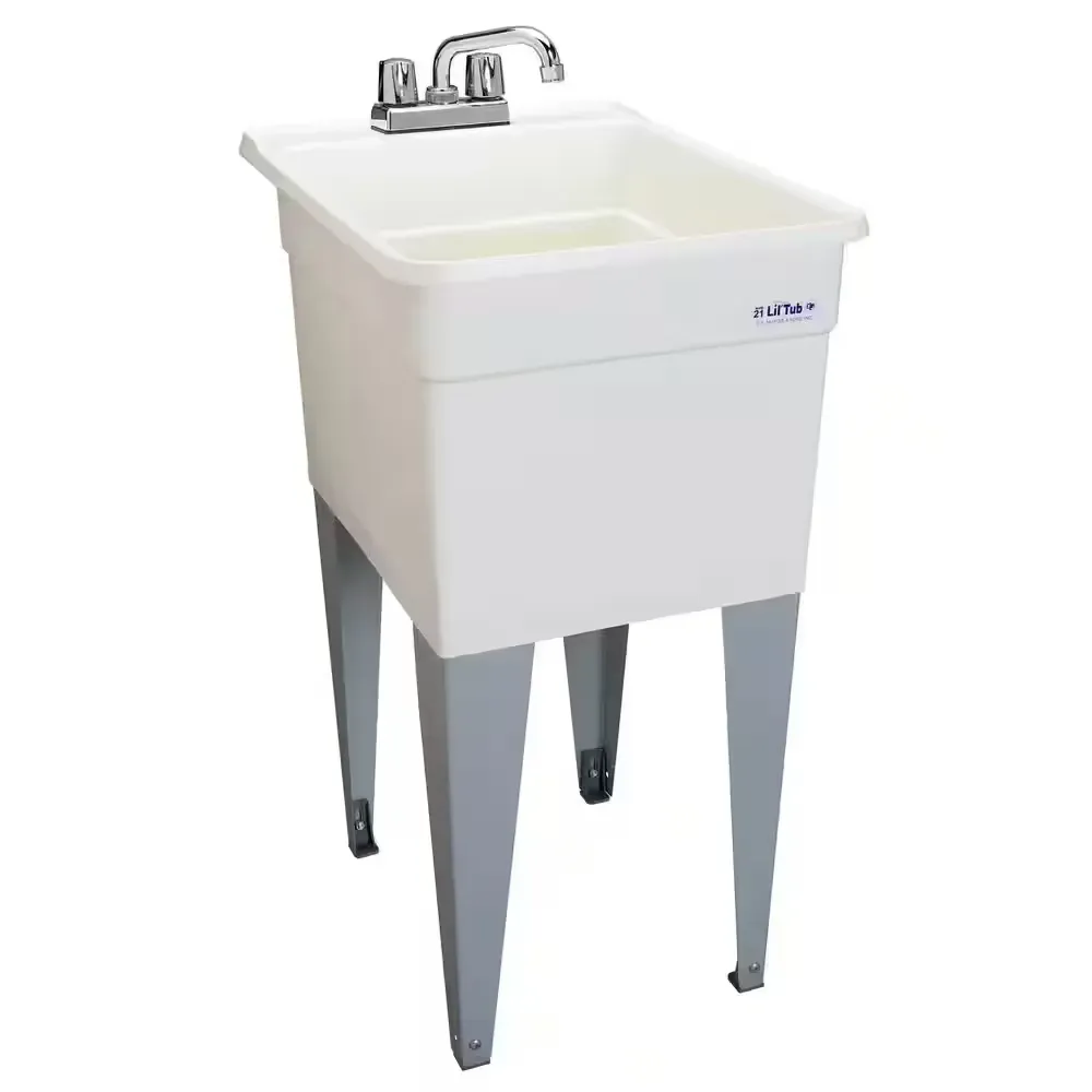 Utilatub Combo 24 in. x 18 in. Polypropylene Floor Mounted Laundry Tub in White - image 1
