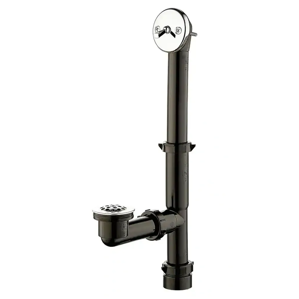 Trip Lever 1-1/2 in. Black Poly Pipe Bath Waste and Overflow Drain in Chrome - image 1