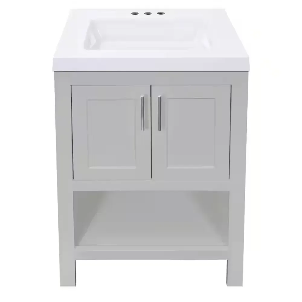 Spa 24.5 in. W x 18.75 in. D x 35.5 in. H Single Sink Bath Vanity in Dove Gray with White Cultured Marble Top - image 1
