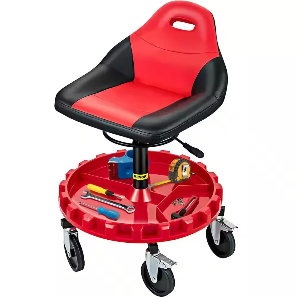Rolling Shop Stool 300 lbs. Load Garage Mechanic Seat Adjustable Height 18 in. to 23 in. with Swivel Casters Tool Tray - image 1