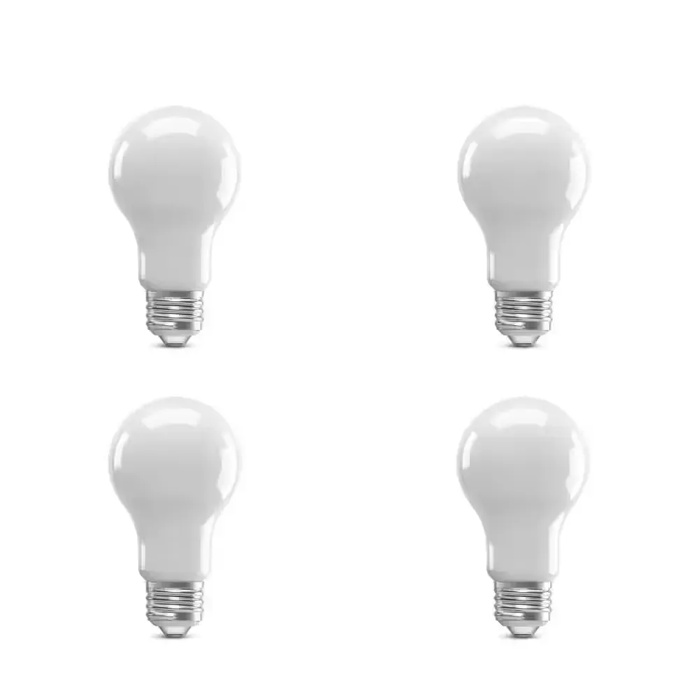 100-Watt Equivalent A-Style A19 Dimmable CEC Frosted Glass E26 Medium Base LED Light Bulb, Soft White 2700K (4-Pack) - image 1