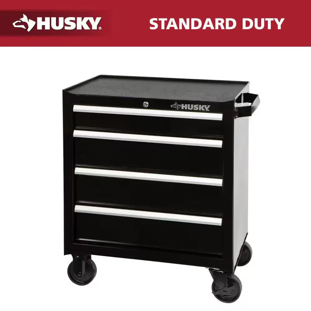 26.5 in. W x 18 in. D Standard Duty 4-Drawer Rolling Tool Cabinet in Gloss Black - image 1