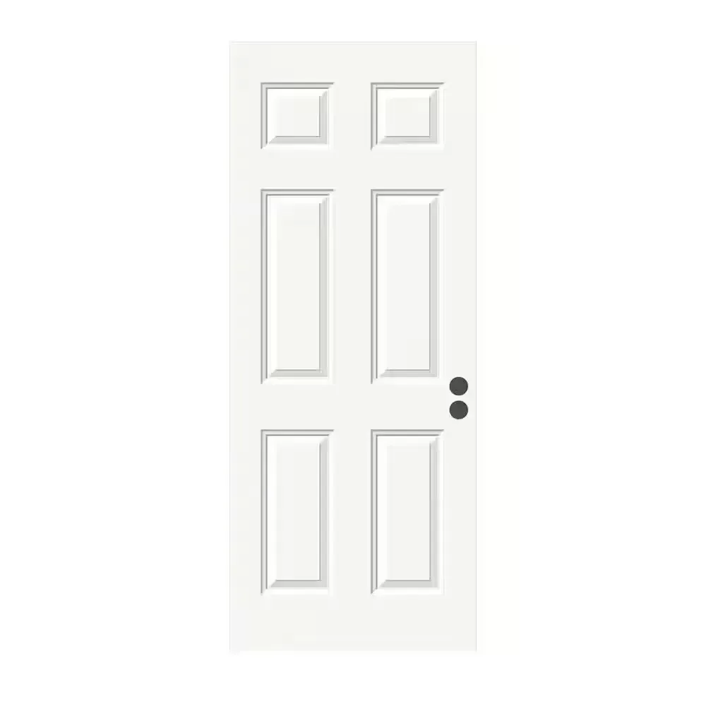 36 in. x 80 in. 6-Panel Primed Premium Steel Front Door Slab - image 1