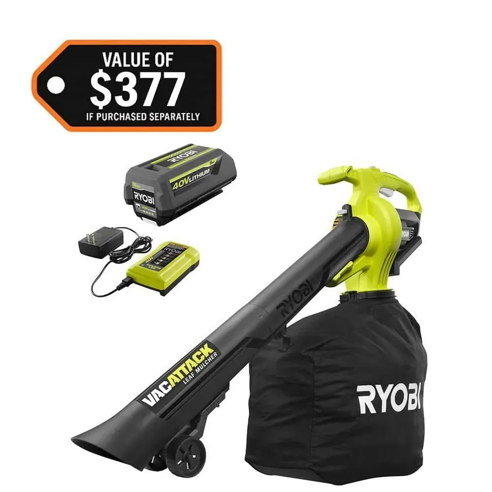 ***no funtional*** RYOBI 40V Vac Attack Cordless Leaf Vacuum/Mulcher with 5.0 Ah Battery and Charger - image 1