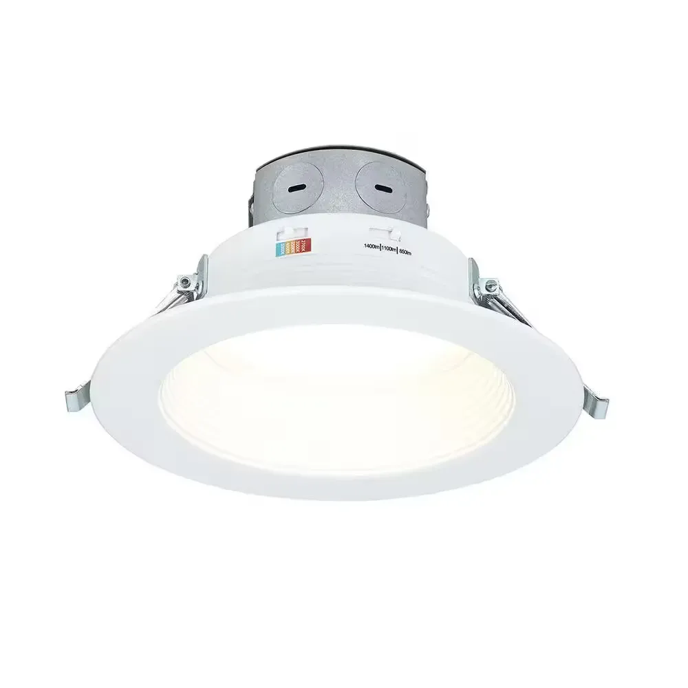 LED Selectable Lumen Selectable CCT 6 in. Round Canless Recessed Light for Indoor Areas Baffle Trim White - image 1