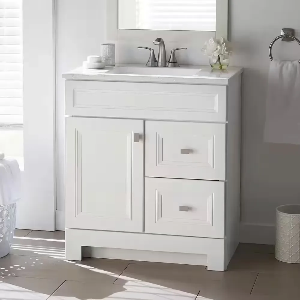 Sedgewood 30.5 in. W x 18.75 in. D x 34.375 in. H Single Sink Bath Vanity in White with Arctic Solid Surface Top - image 1