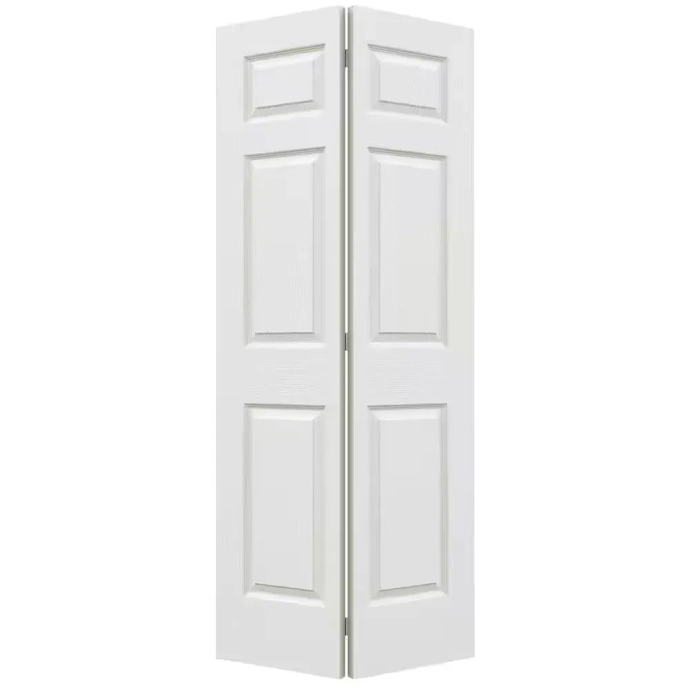 ***It has a dent.***36 in. x 80 in. 6 Panel Colonist Primed Textured Molded Composite Hollow Core Closet Bi-Fold Door - image 1