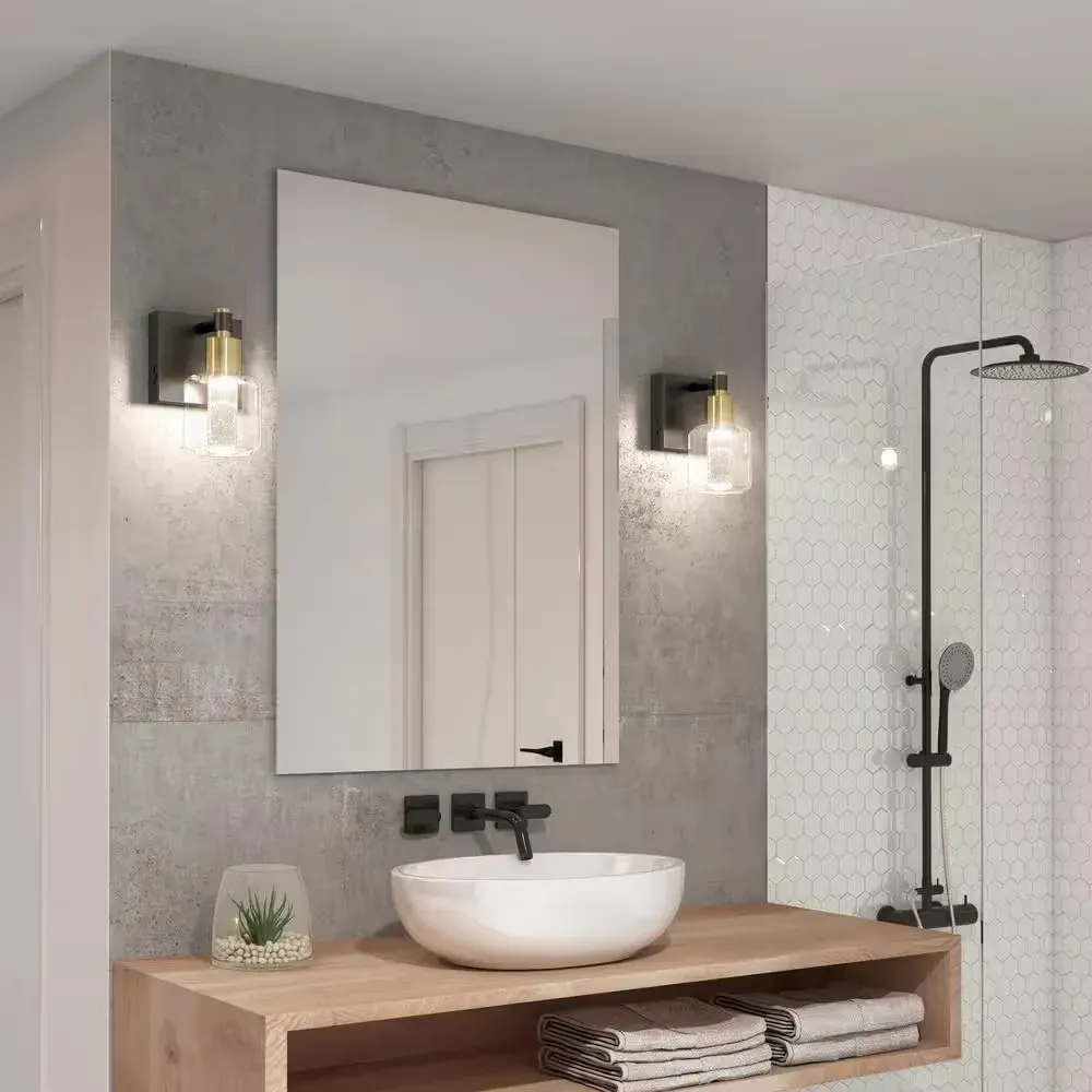 Champagne Globe 5 in. 1-Light Black and Gold Modern Dimmable Integrated LED 5 CCT Wall Sconce for Bathroom - image 1