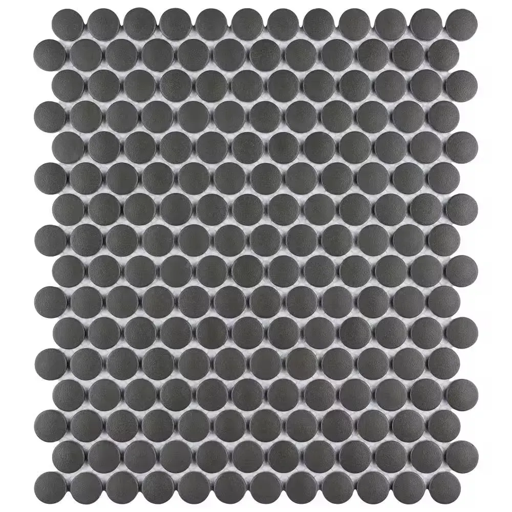 Gotham Penny Round Black 9-3/4 in. x 11-1/2 in. Porcelain Mosaic Tile (8.0 sq. ft./Case) - image 1