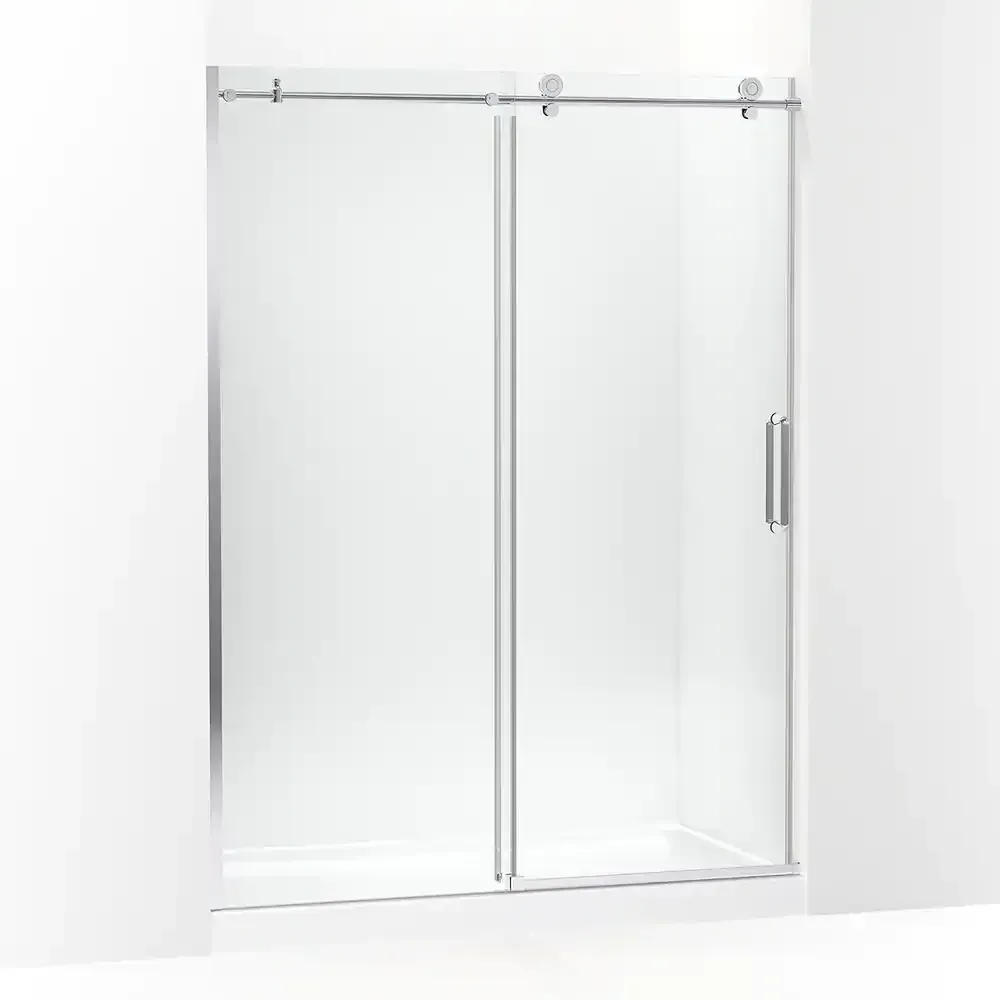 Cursiva 56-60 in. W x 78 in. H Sliding Frameless Shower Door in Bright Polished Silver with 5/16 in. Thick Clear Glass - image 1