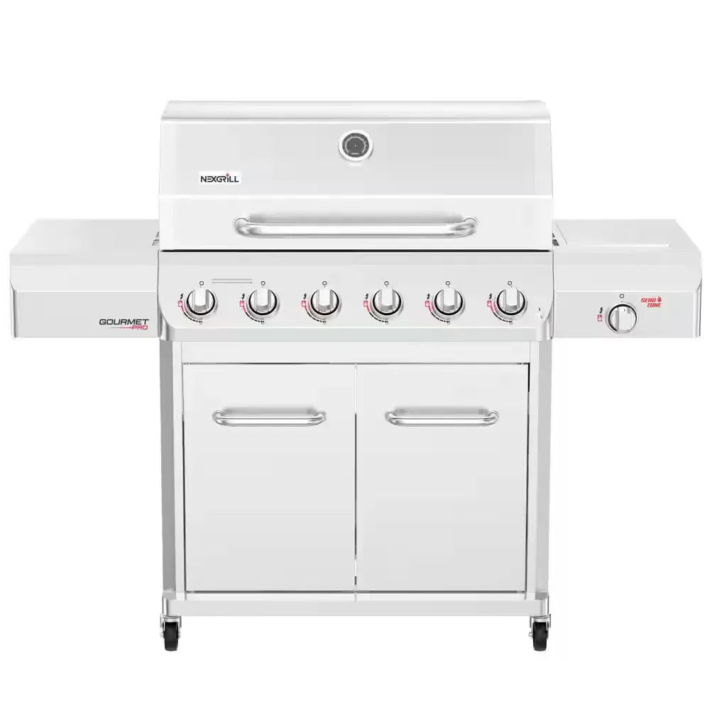 Gourmet Pro 6-Burner Stainless Steel Propane Gas Grill with Searing Side Burner and Griddle Max Insert - image 1